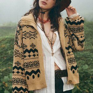 Multicolor Casual Women's Geometric Pattern Cardigan